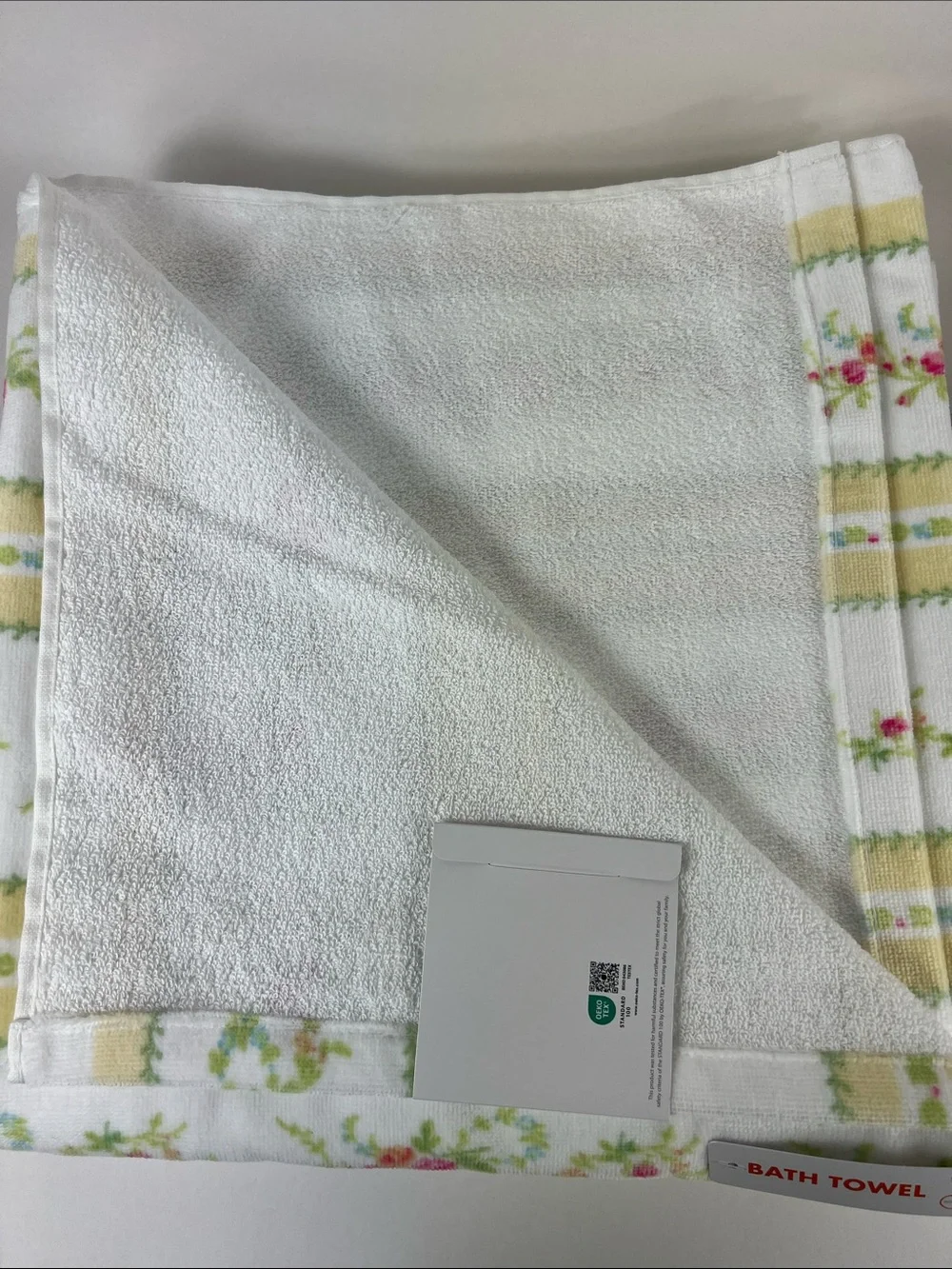 Caro Home Bath Towel  Set Floral Yellow White Green Pink Velour Cotton 6 Pc NEW